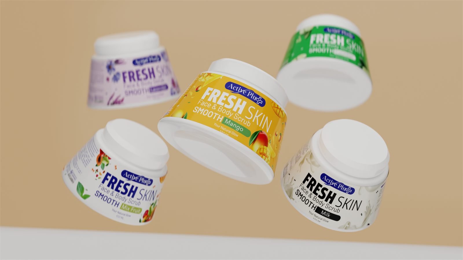 Active Plus Fresh Skin face and body scrub in mango, mix fruit, milk and lavender