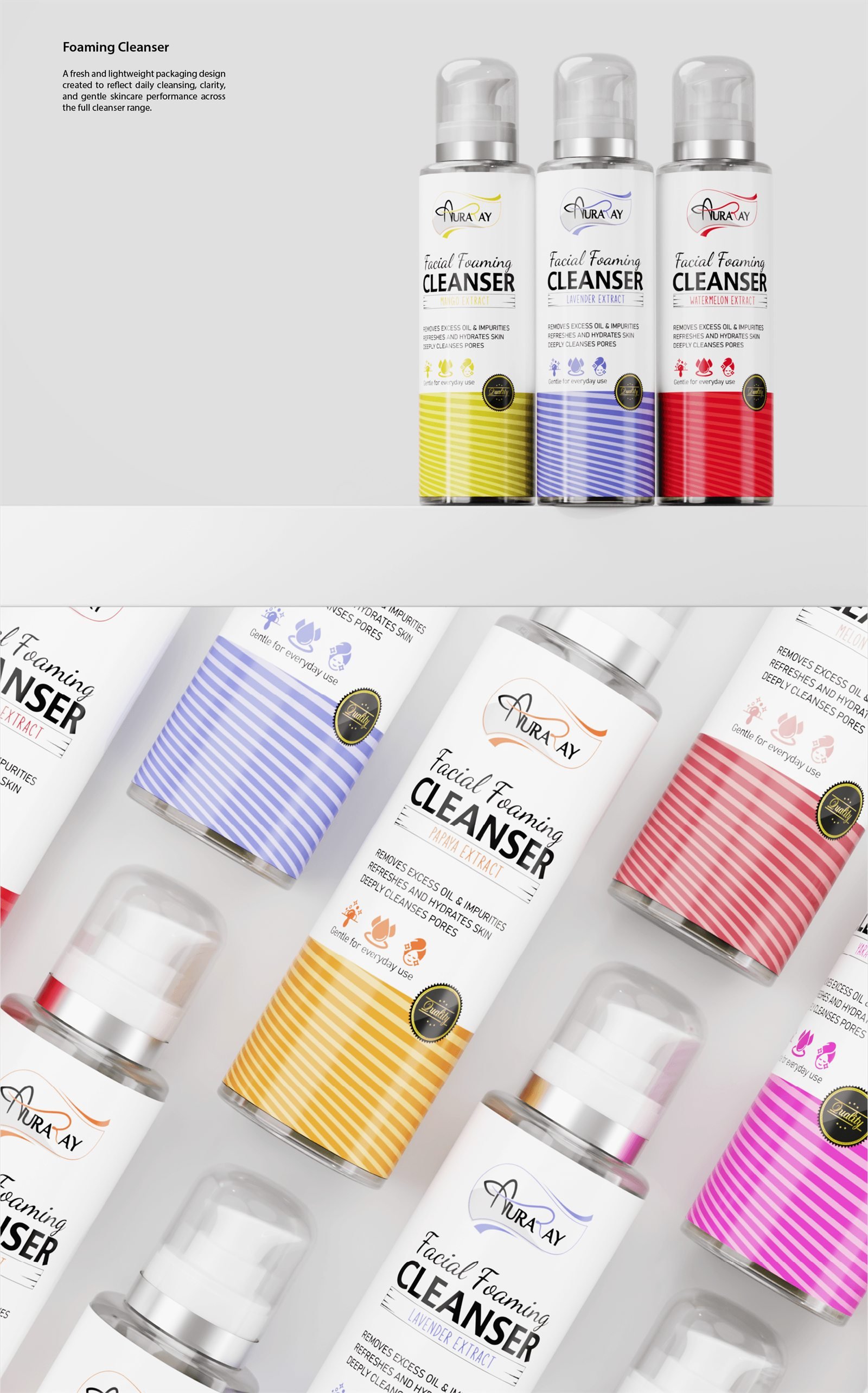 Auraray foaming cleanser range