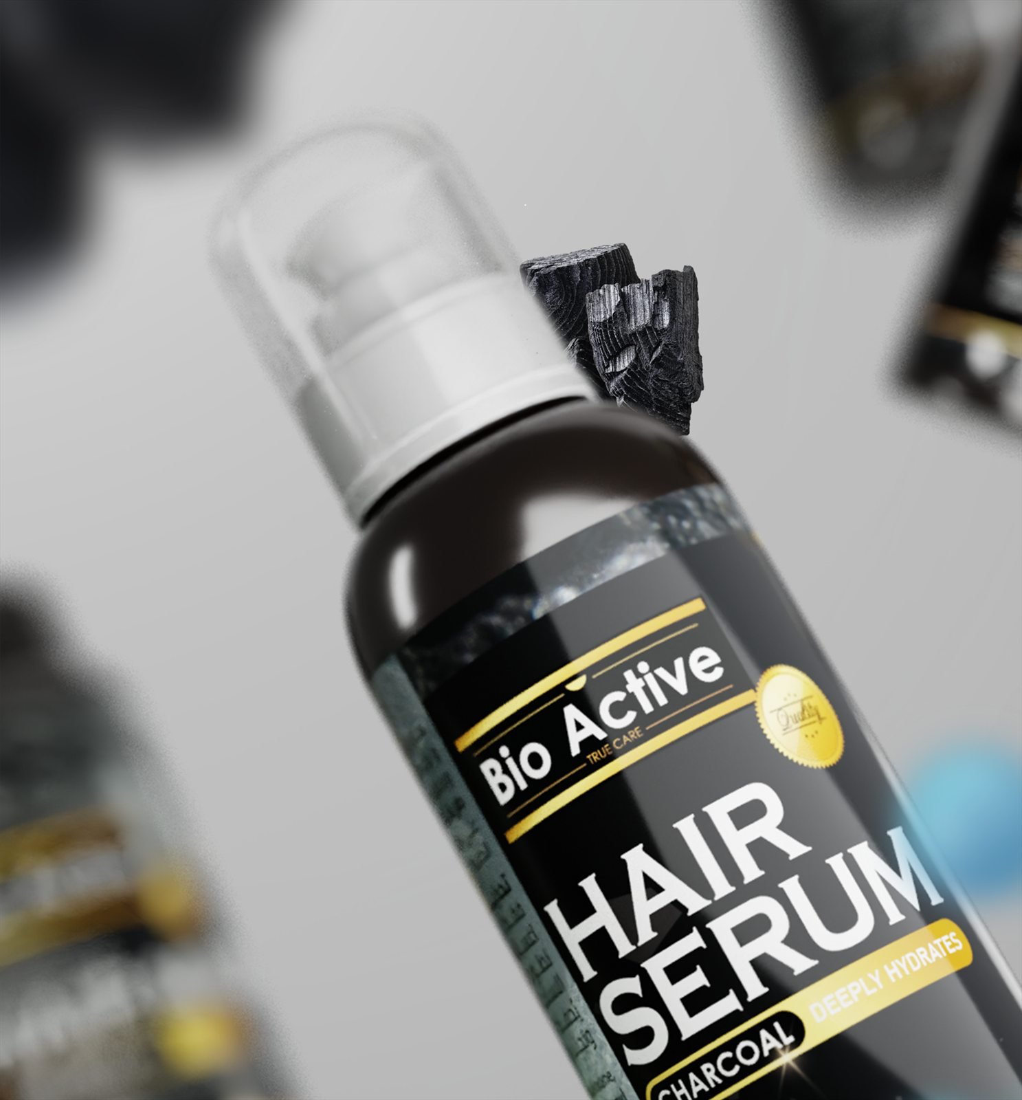 Bio Active charcoal hair serum detail