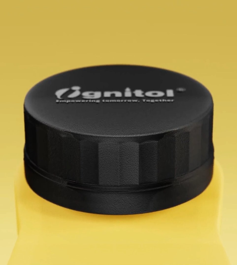 The cap face carrying the wordmark and the tagline