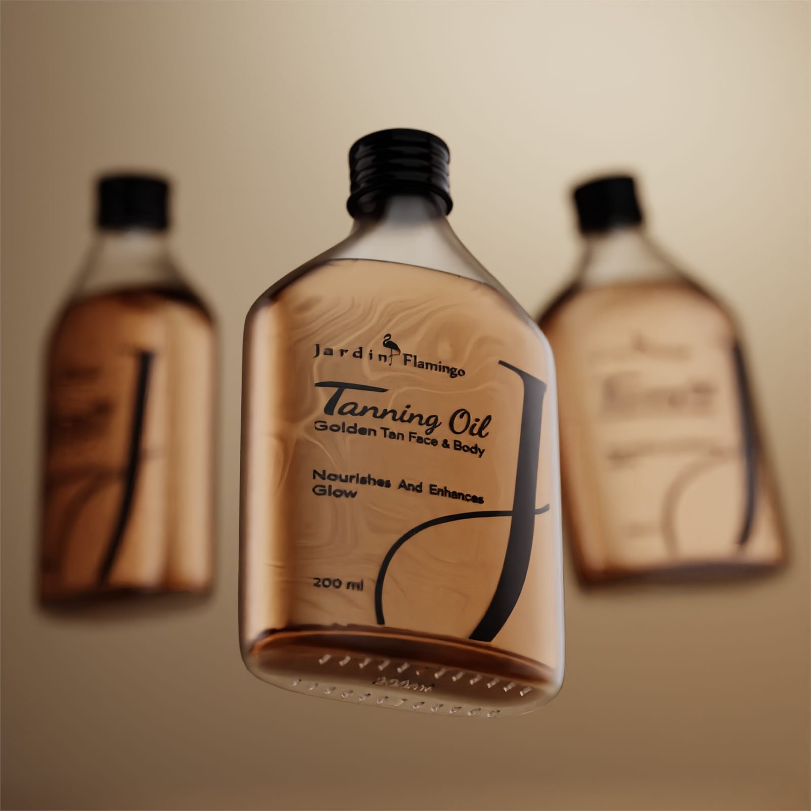 Three flasks suspended at different depths