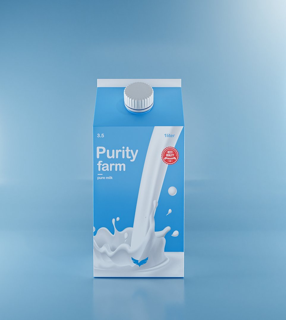 Purity Farm one-litre gable-top carton with a white screw cap, front view