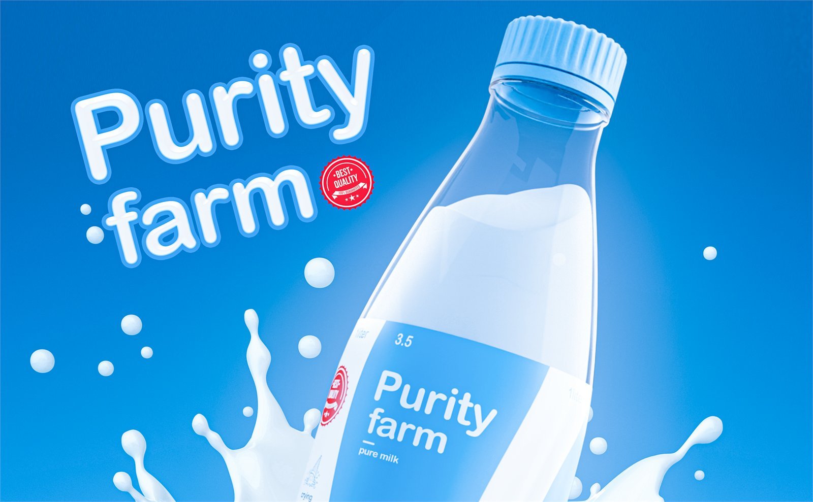 Purity Farm one-litre bottle key visual
